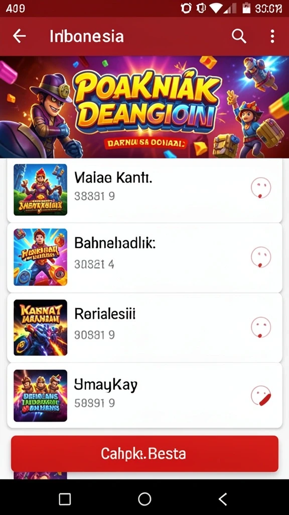 Tampilan utama dengan karakter-game yang menarik.