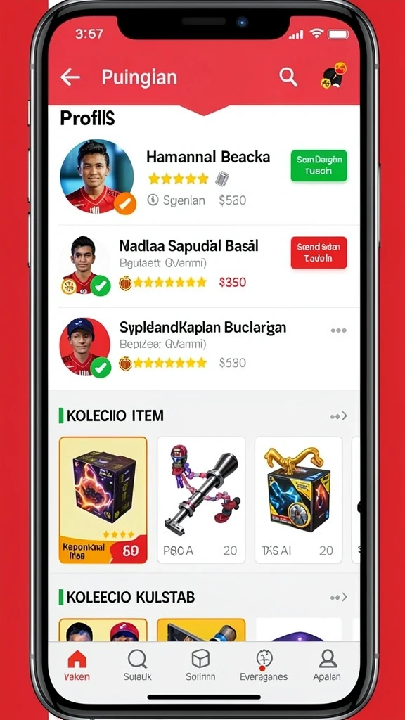Fitur chat untuk berinteraksi dengan pemain lain.