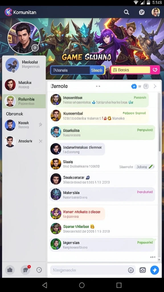 Menu permainan yang lengkap dan terorganisir.