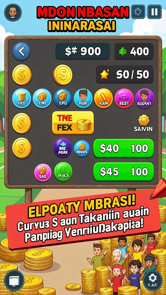Tampilan level yang menantang dan penuh warna.